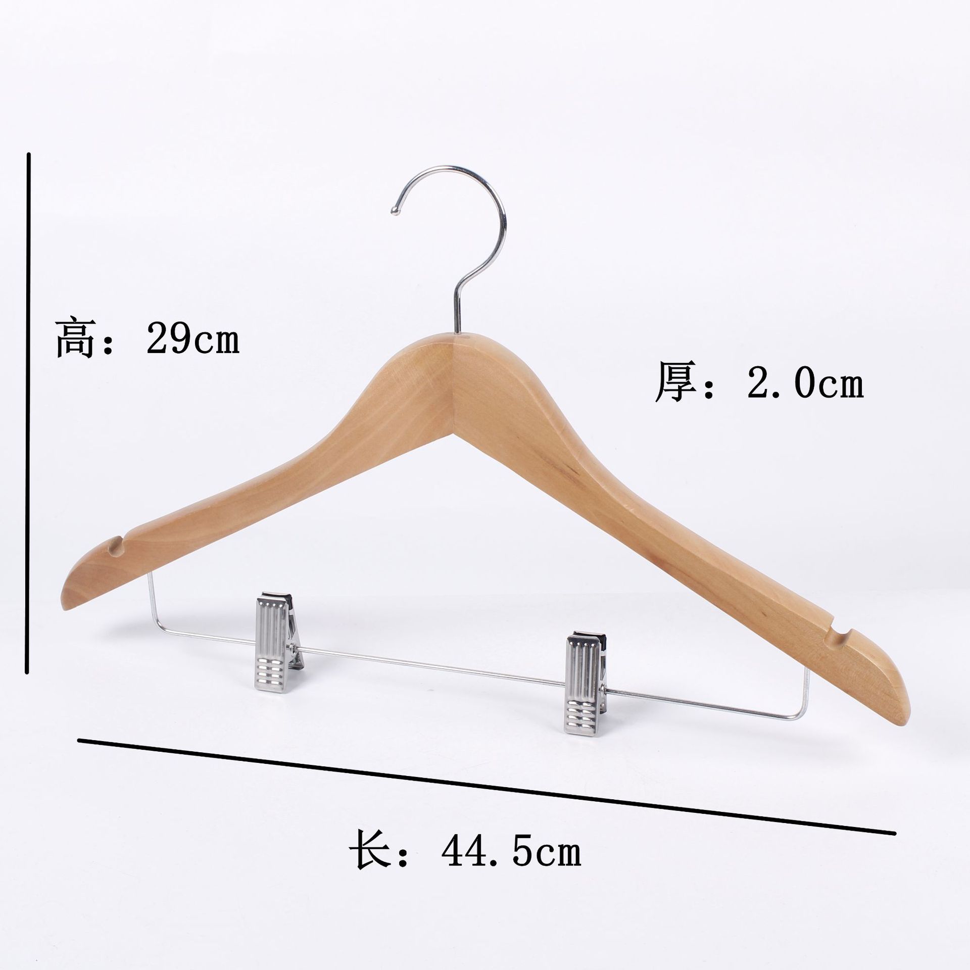 Percha de Madera Maciza con Pinzas, Antideslizante y Sin Marcas, para Tienda de Ropa
