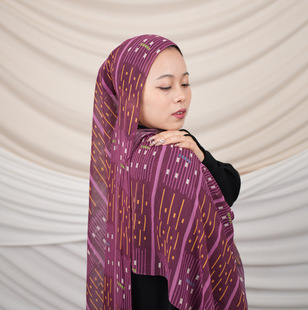 Bove silk double-sided penetration printing Silky Chiffon tie-dyed European and American Malay Muslim headscarf