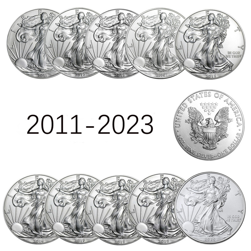 Non-Magnetic Foreign Statue of Liberty Commemorative Coins 2011~2024 Eagle Coins Silver-Plated Coins Commemorative Medals Supply Factory