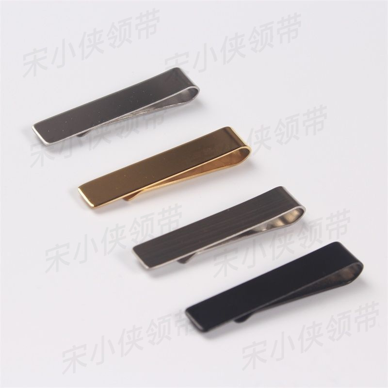 Men's Tie Clip Business Simple Gold Silver Black Short Korean Style Professional Stainless Steel Clip