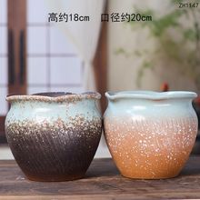 宜兴粗陶手工透气宽口多肉花盆家用万能罐红陶大口径户外阳台庭院