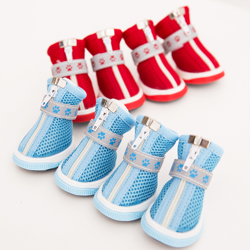여름 개 신발은 발 세트 테디 신발 세트 4 강아지 비 신발 샌들 작은 개 애완 동물 세트