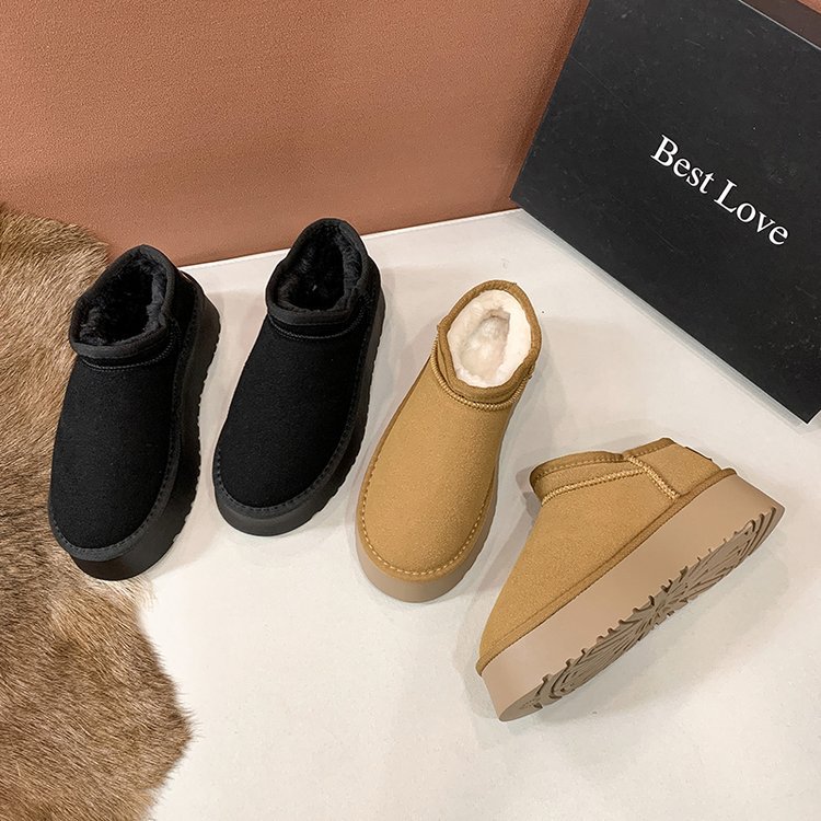 Women's Winter Ankle Boots With Plush Lining And Thick Sole_voghion.com
