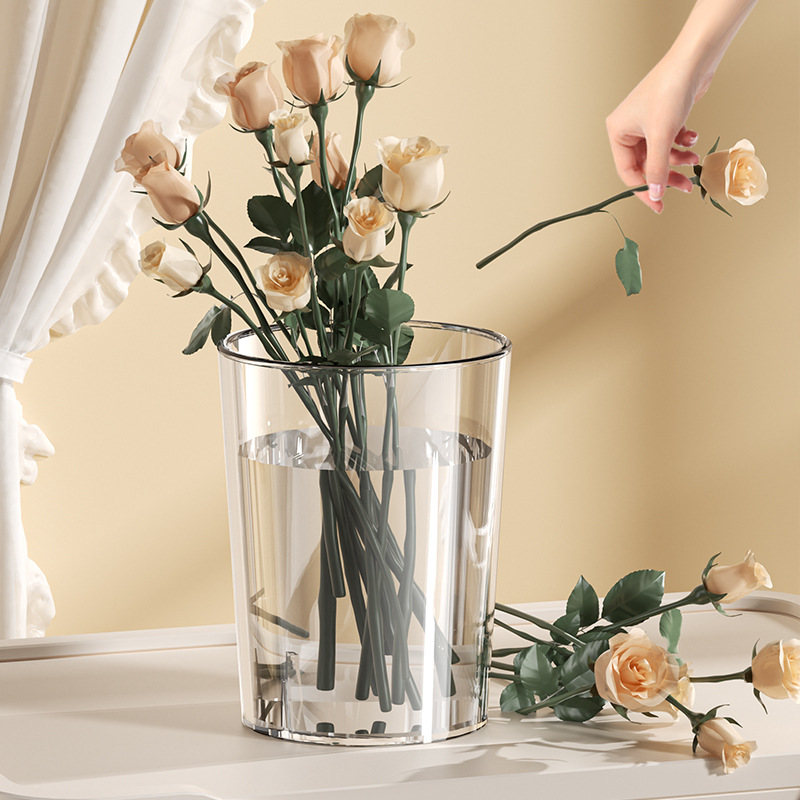 Acrylic Transparent Large Wake Flower Vase for Flower Shops with Deep Water Flower Arrangement Plastic Flower Pot