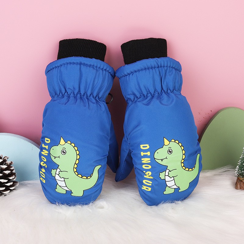 Guantes de nieve infantiles con dedos juntos – De algodón grueso, impermeables, diseño de dibujos animados
