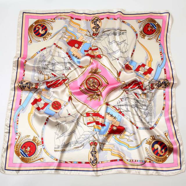Summer Season Women's Gender Women's Casual Cashew Nuts Leopard Chains Print Satin Printing Silk Scarf Kerchief