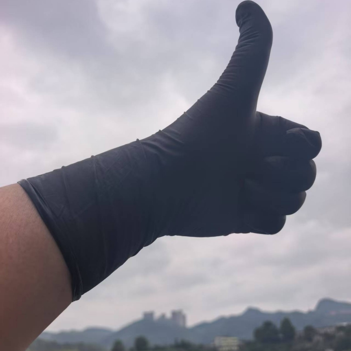 12寸工业加厚B级黑色纯丁晴手套耐酸碱防水防油防滑家居耐磨