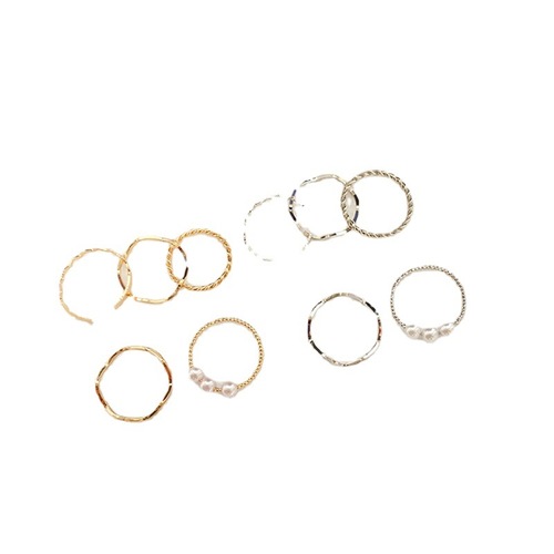 Rings for women Japanese and Korean simple ins wave-shaped combination rings five-piece set personalized ring internet red tail ring