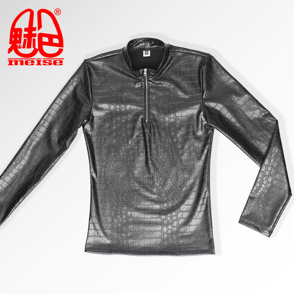 Charming New Men's Small 터틀넥 프린트 악어 패턴 탑 NT15 패션 섹시 슬림 긴팔 티셔츠