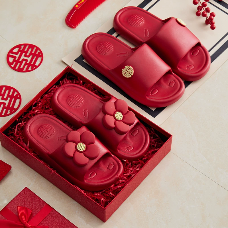 Свадебное лето 2025 свадебная пара невеста приданое пара праздничная пара свадебных комнатных холодных тапочки в ванной комнате