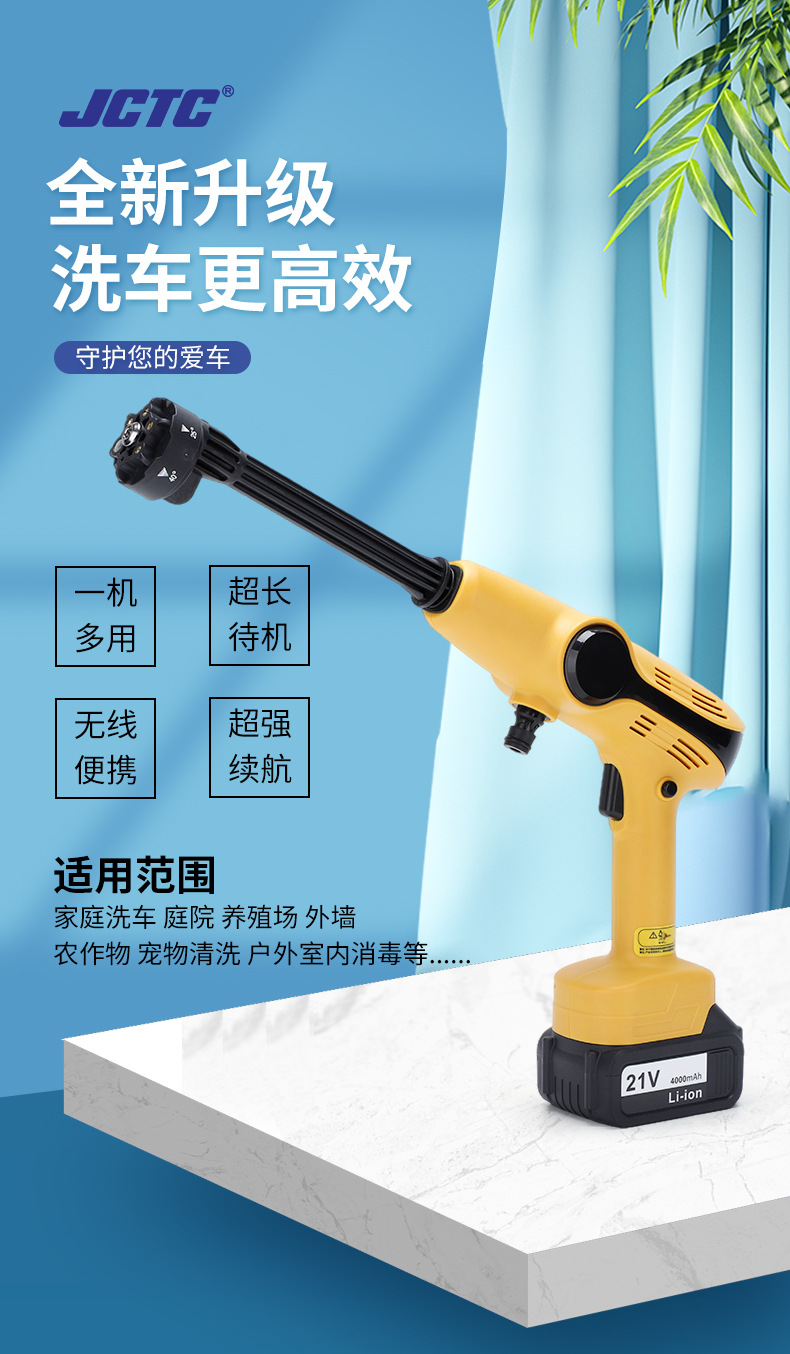 High-Pressure Lithium Battery Car Washer Set Portable Cordless Cleaning Tool