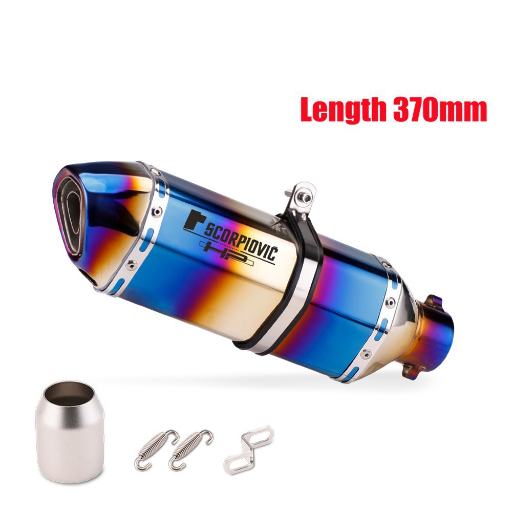 Motorcycle modified exhaust pipe sports car Kawasaki full imitation small hexagonal exhaust Scorpio stainless steel double half blue small hexagonal