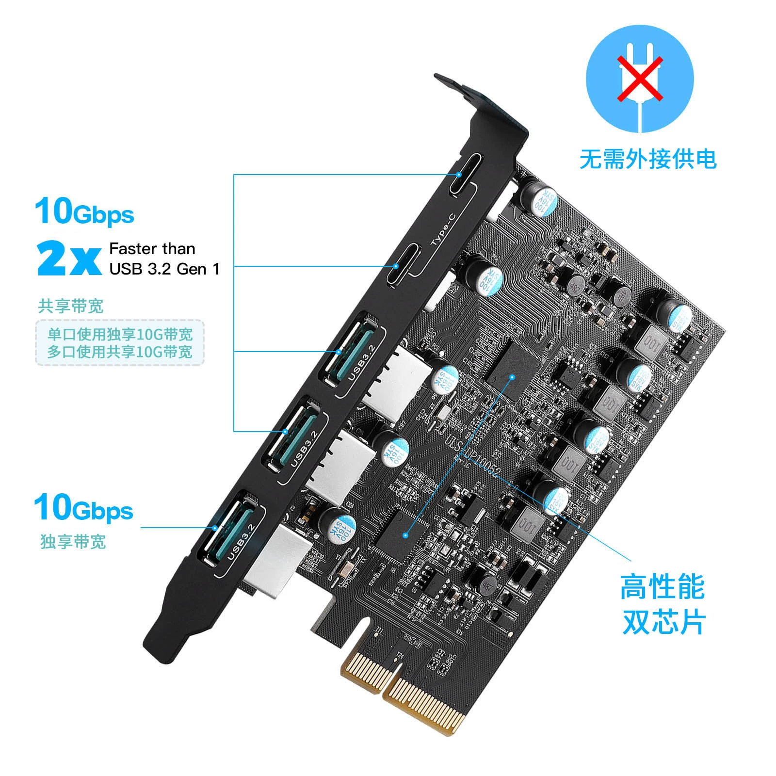 PCI-E в USB3.2 расширительная карта 10Gb настольная Type-C высокоскоростная карта с драйвер-диском