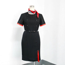 职业连衣裙套裙女职业装圆领连身裙专柜工作服套装前台工装通勤