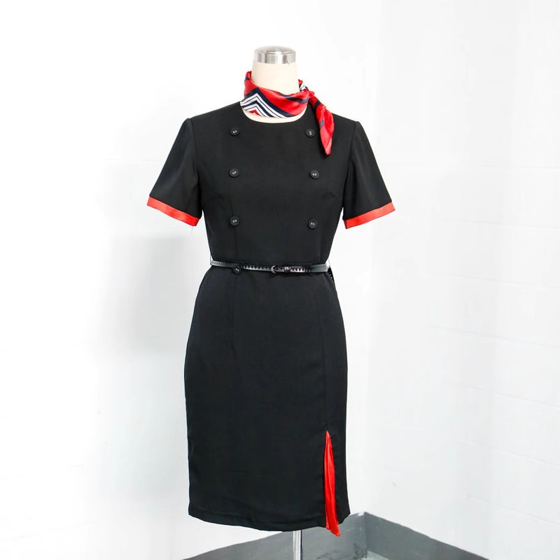 职业连衣裙套裙女职业装圆领连身裙专柜工作服套装前台工装通勤