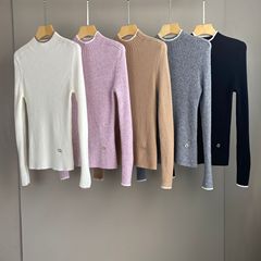 南油篙品25秋冬新款LP坑条撞色针织羊绒半高领打底衫时尚百搭毛衣