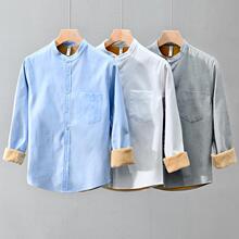 P914秋冬新款加绒加厚牛仔衬衫男士磨毛保暖衬衣外套一件代发