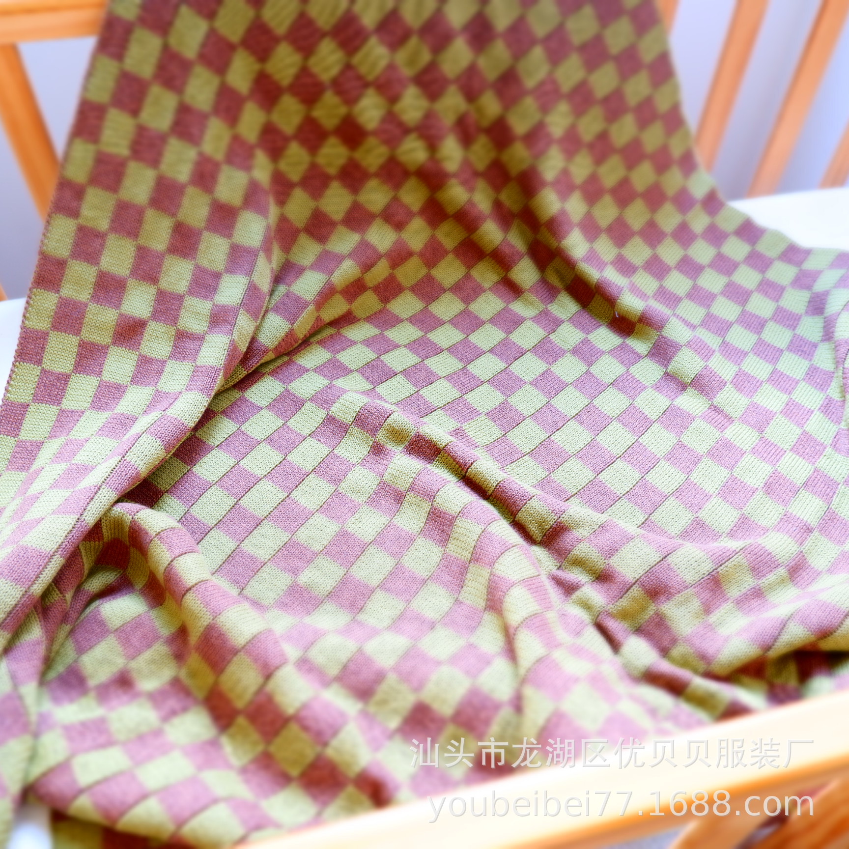 INS保暖棉线空调毯毛毯儿童针织婴儿宝宝抱毯毛巾格林纹双层被