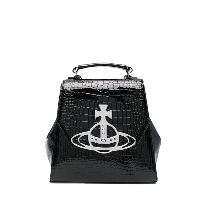 [cabinet quality] Empress Dowager Crocodile Shoulder Bag Saturn Large Logo Sweet Cool Wind Large Capacity Black Backpack