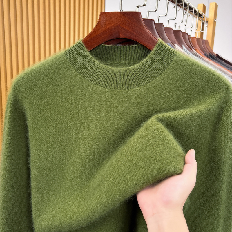 Autumn and winter warm cashmere sweater for men, high-end round-neck pullover, casual regular shoulder base layer men's sweater, direct supply from manufacturer