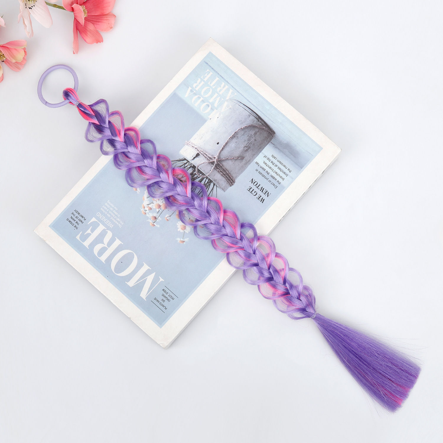 Comercio exterior pelucas de niños trenzas coloridas tocado de trenza burbuja anillo de cabello de alta elasticidad cabello de cola de caballo
