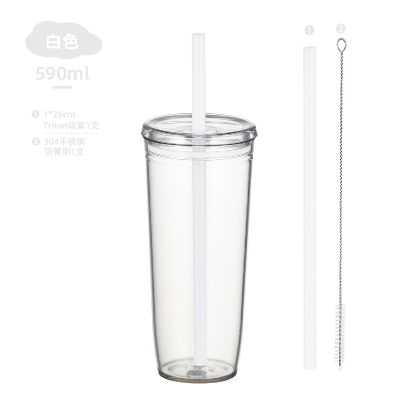 Nuevo Modelo 2026, Vaso de Tritán de 590 ml con Pajita, para Té con Leche, Café, Multicolor, de Gran Capacidad