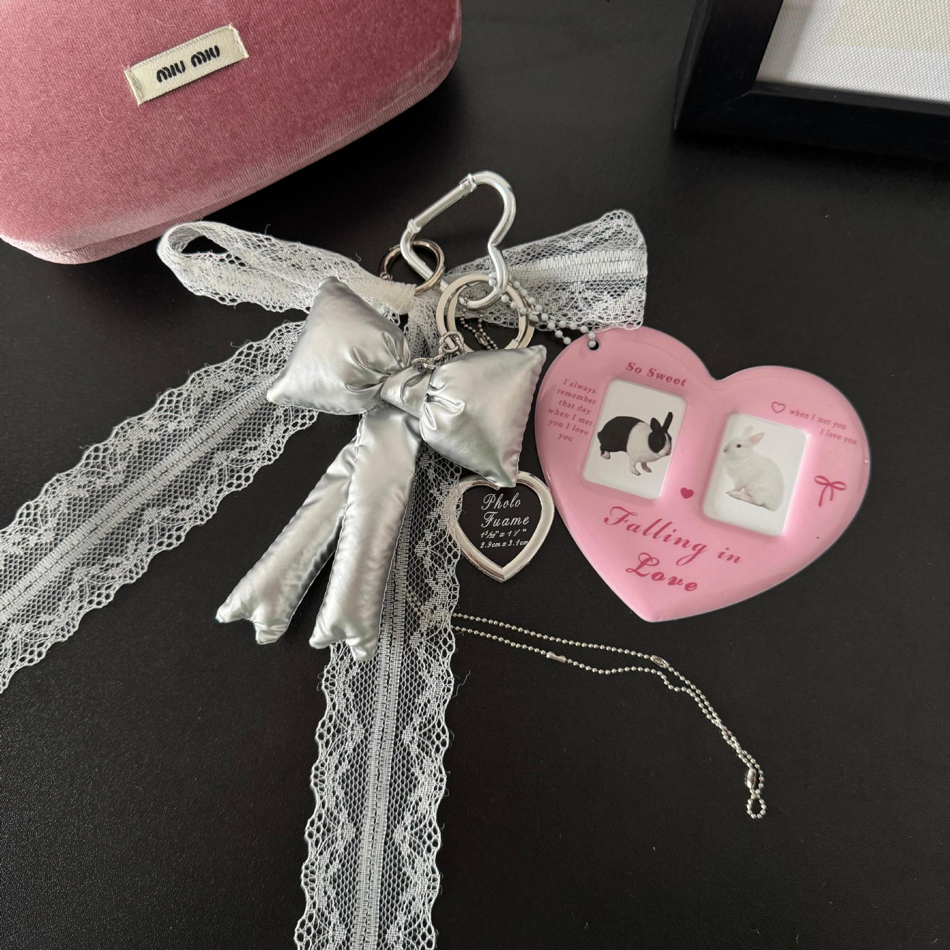 Pink lace necklace 1inch photo frame pendant