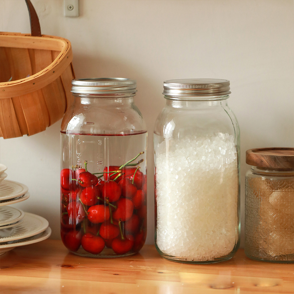 大容量2000ml梅森罐玻璃密封罐厨房五谷杂粮泡菜坛子陈皮玻璃罐
