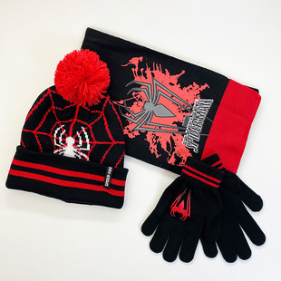 New Children's Knitted Hat Boy's Cartoon Gloves Scarf Wool Hat suit Autumn and Winter Pullover Cap Outdoor Warm Hat