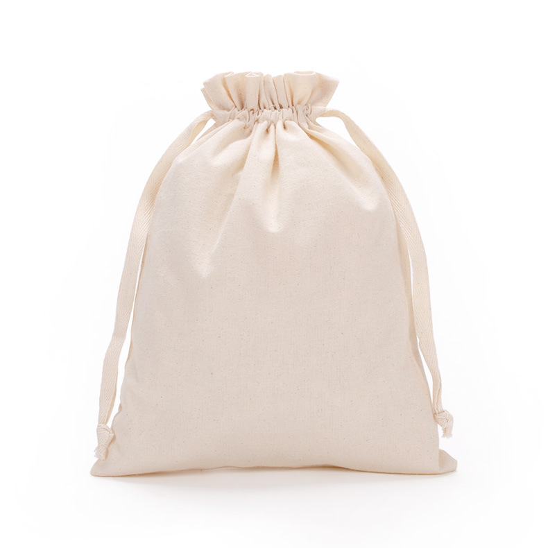 Suministro directo de fábrica en stock con cordón en blanco embalaje bolsa de algodón logotipo imprimible almacenamiento de tela de algodón ecológico bolsa de cordón a prueba de polvo