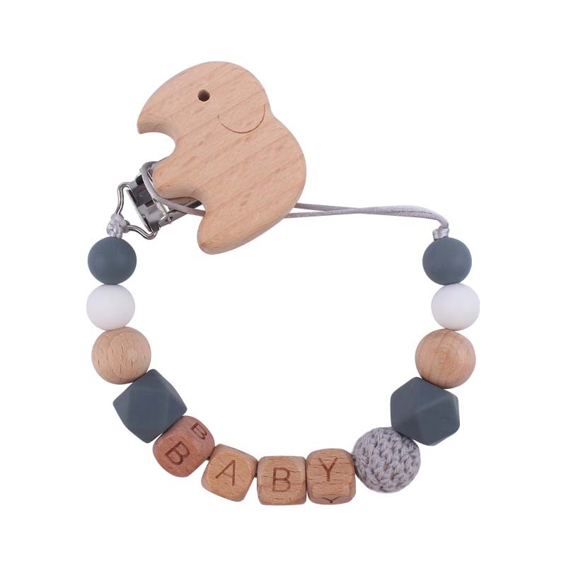 Nuevo bebé suministros de dibujos animados animal haya chupete clip calmante bebé DIY nombre chupete de silicona anti-gota cadena