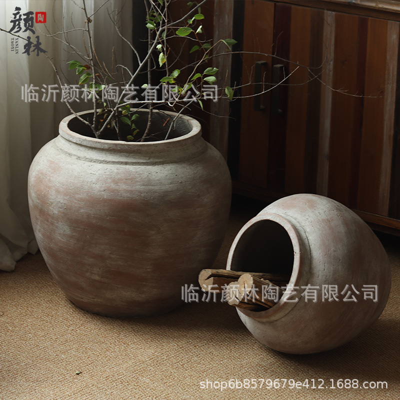 Vintage cement maceta de flores silencioso viento verde ornamentos maceta de flores gran abdomen jar jarro decoración de hotel jarro antiguo