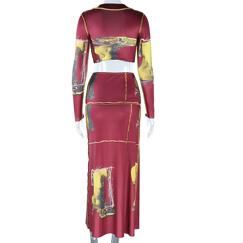 455g Weight Long Sleeve Sleeve Length Polyester Fabric Type Skirt Sets Sets Type 2 Pieces Set Quantity Daily, Beach Occasion V Neck Neckline Slim Fit Type Printing, Butterfly Pattern Summer Season Women's Gender Printing Design Streetwear Style Wholesale Women's Streetwear Printing Printing Butterfly Daily Beach V Neck Long Sleeve 9