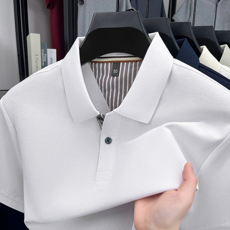 Polo Shirt Short-Sleeved Men's Pure Cotton Polo Shirt Summer Thin Short-Sleeved Lapel Short-Sleeved T-Shirt Men's Pure Color Polo Shirt Men
