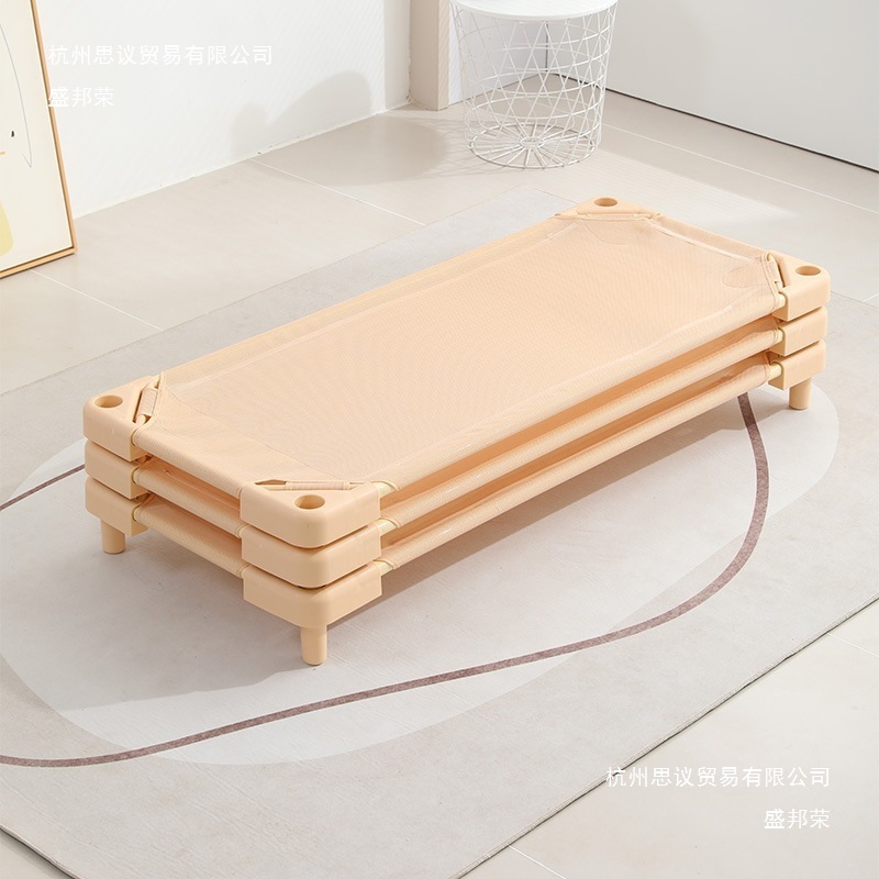 Manufacturer Kindergarten Early Education Bed Single Bed Stackable Children's Portable Nap Bed Toddler Mesh Fabric
