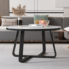 岩板茶几轻奢现代简约圆形小户型茶几客厅家用双层网红北欧