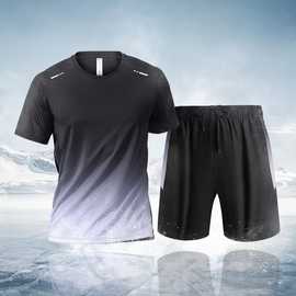 新款套装速干服男女运动户外跑步短袖大码休闲套装冰丝凉感速干服