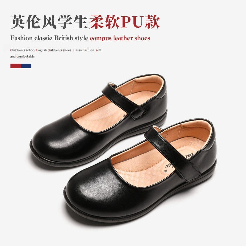 Детская обувь для девочек Маленькая кожаная обувь Детская Новинка 2021 Черная обувь в британском стиле Летняя обувь принцессы Обувь для выступлений для мальчиков