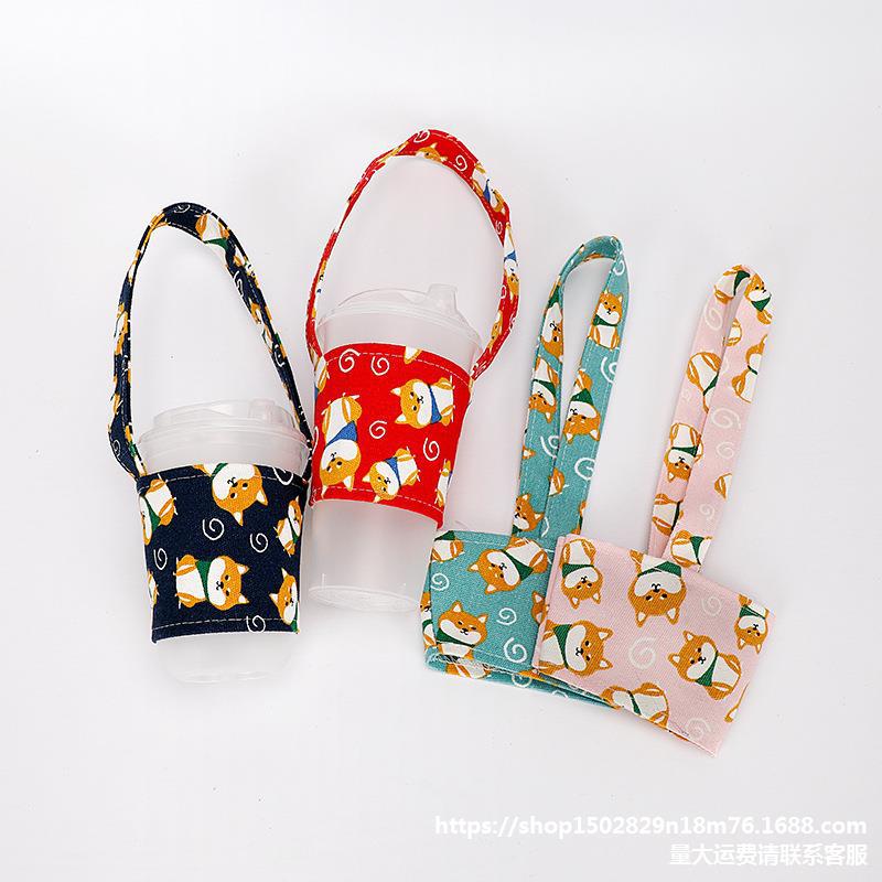 厂家直供奶茶杯套饮料提袋布袋卡通帆布手提袋可印LOGO图案