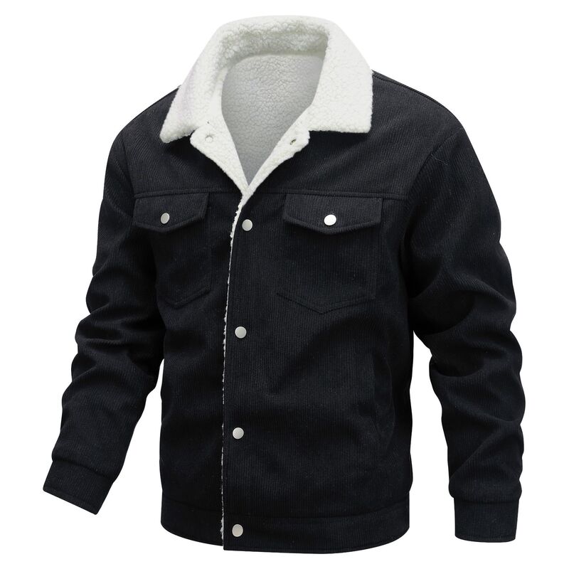 Cross-Border Thickened Lamb Velvet Jacket Casual Retro Lapel Corduroy Workwear Cotton Jacket Foreign Trade Manufacturer Wholesale