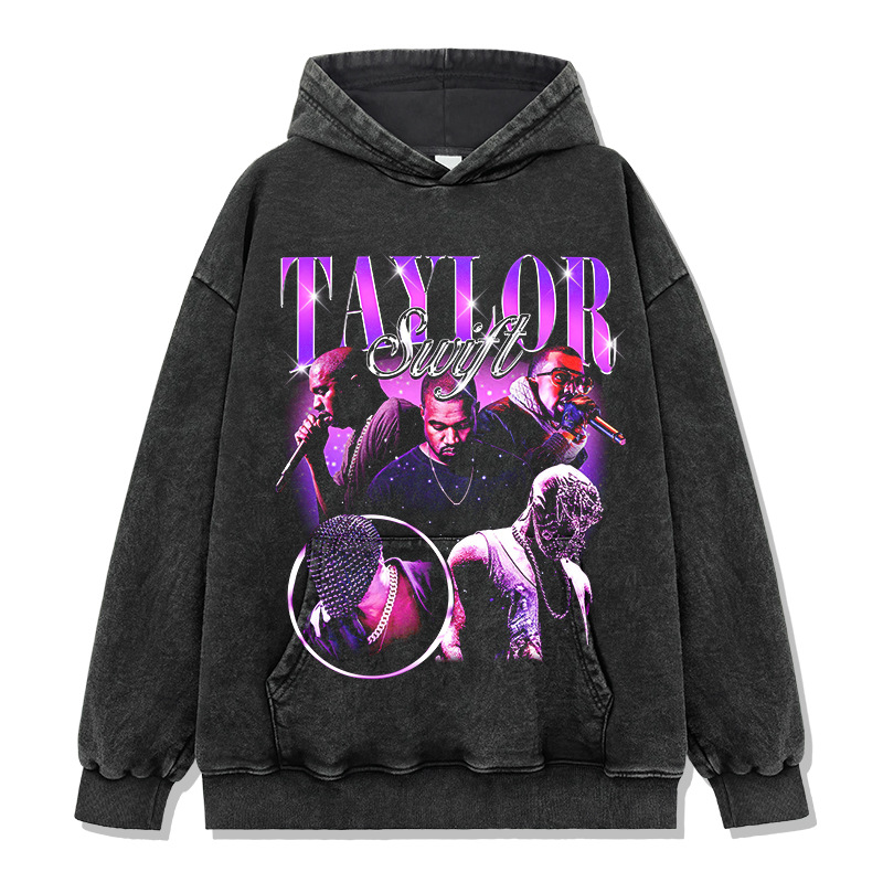 Retro KANYE WEST Spoof KANYE taylor Camiseta de manga corta suelta de algodón pesado