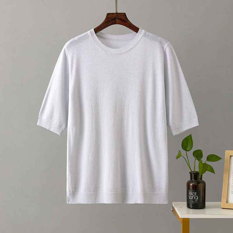 146g Weight Half Sleeve Sleeve Length Regular Sleeve Sleeve Type stretch cotton Fabric Type Regular Top Length T-shirt Tops Type Daily Occasion Round Neck Neckline Bright Silk Function Slim Fit Type Solid Color Pattern Summer Season Women's Gender Casual, Basic, Commute style Style Wholesale Women's Casual Basic Commute Style Solid Color Half Sleeve T-Shirts 6