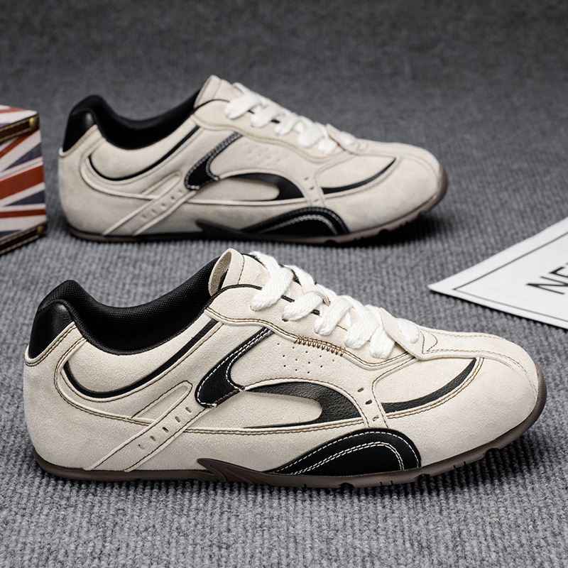 2025 primavera nuevo retro zapatos de entrenamiento alemanes, zapatos blancos de fondo plano, zapatos deportivos ligeros, zapatos casuales al por mayor