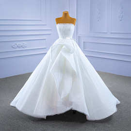 夏季新款抹胸齐地婚纱白色高腰修身韩式简约风显瘦婚纱轻婚纱