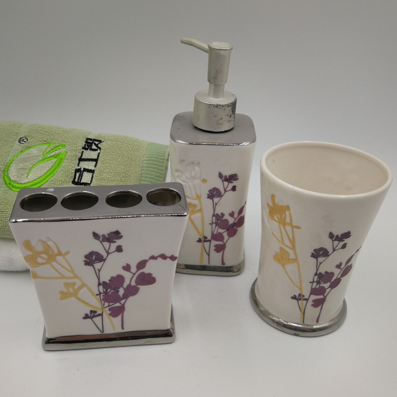 Baño de cerámica simple juego de 4 piezas de artículos de tocador y baño