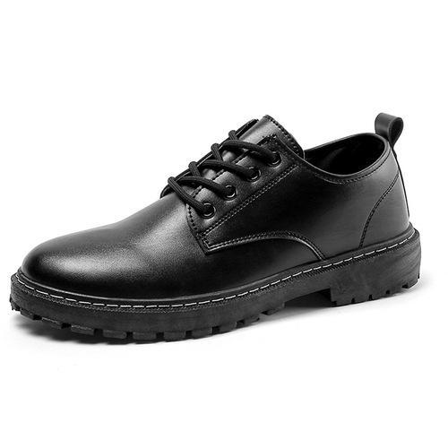Summer Leisure Leather Shoes for Men, Breathable Black, British Style, Business Formal, Youth Round Toe, Large Head Shoes for Men