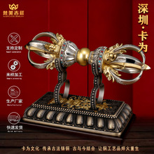 卡为精工金刚杵尼泊尔铜摆件典藏黄铜高端办公佛堂摆设生产工厂