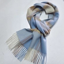 2024新款秋冬全羊毛围巾批发代发 英伦红色男女纯羊毛格纹围脖