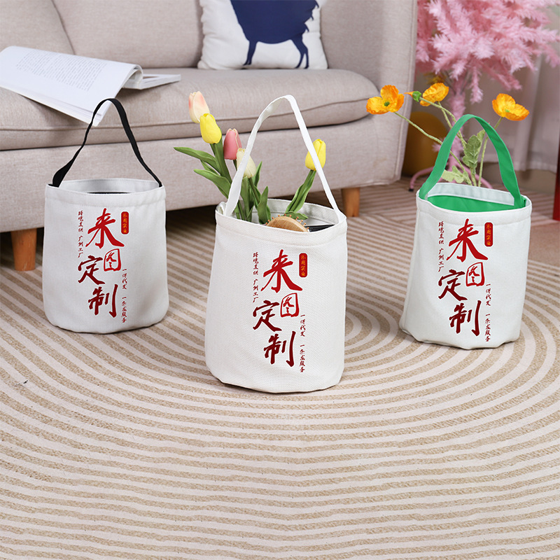 Bolsa de mano tipo cesta colorida para Pascua y Halloween, fabricada en Guangdong, bolsa de regalo colorida de 300g de algodón y lino xqds0051a