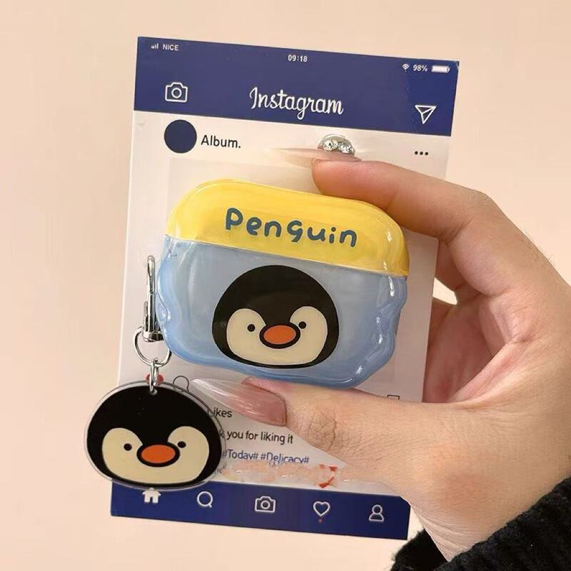 Penguin Small Penguin Bluetooth Protective Case Suitable for Airpodspro3 Apple AirPods 4Th Generation Earphone Case